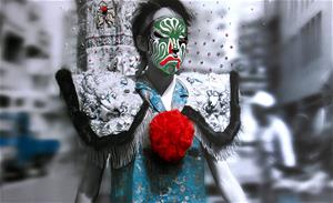 藝術家邱國峻作品〈神遊之境01〉，攝影絹布輸出+台灣刺繡，75x112cm，2011