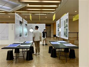 高美館《臺灣戰後經典手繪施工圖建築展》 展場一隅。
